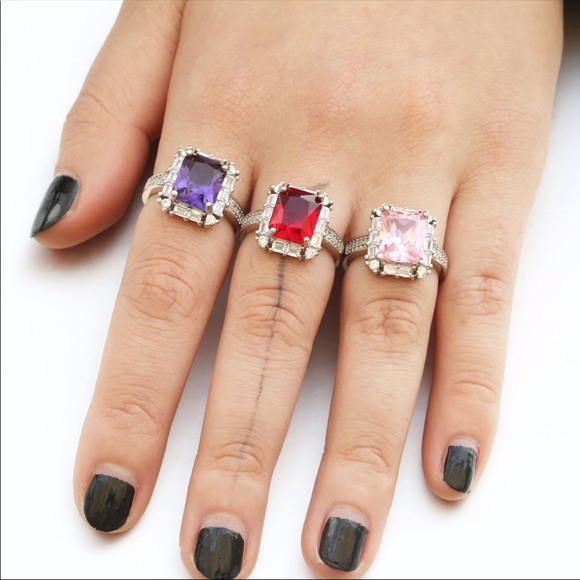 New 925 Sterling Silver Diamond Amethyst Ring - Picture 6 of 7